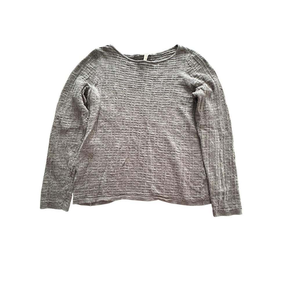 Eileen Fisher Sweater Womens Small Knit Pattern Long Sleeve Linen Cotton #WX3-2